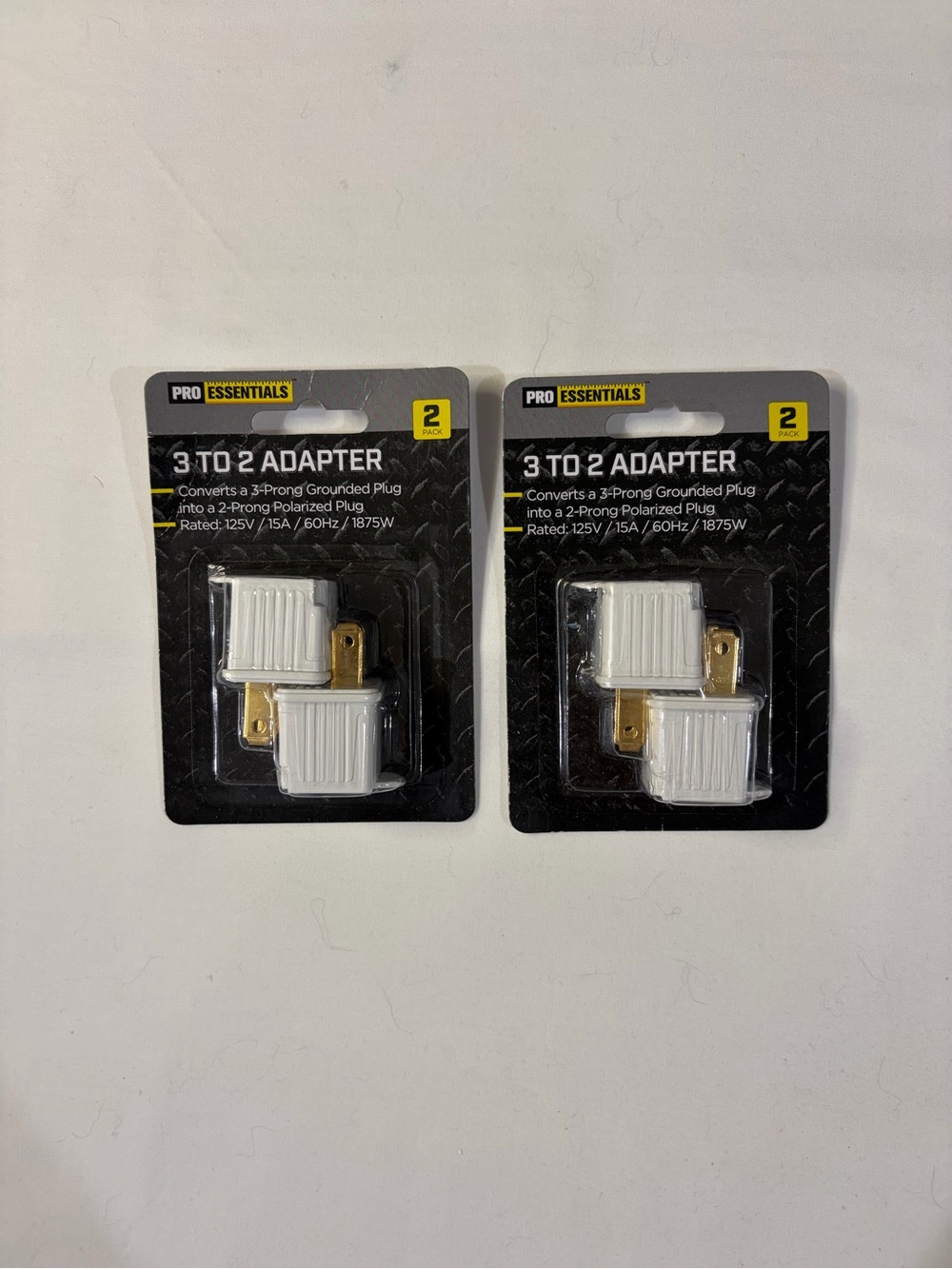 New 3 Prong to 2 Prong Adapter 2 Cord Connector Pack (4 Converters Total)